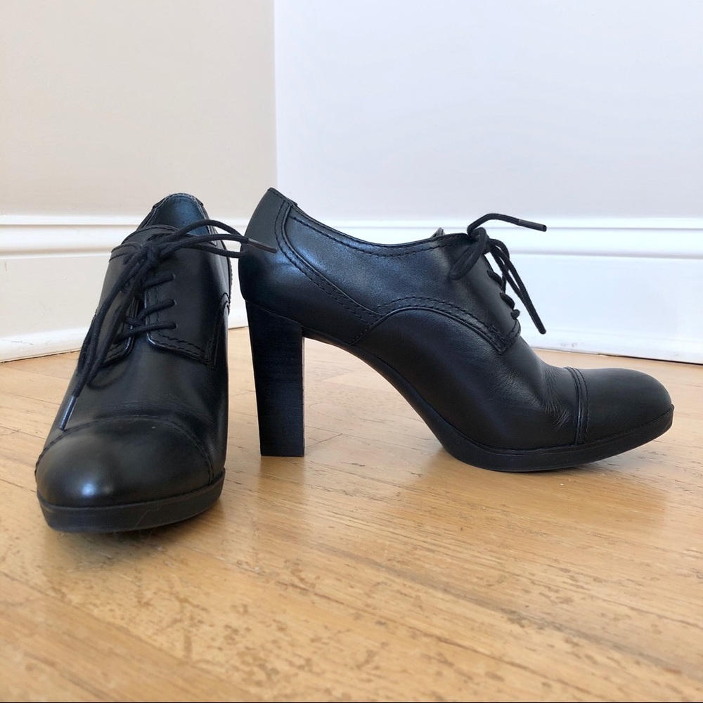 Franco Sarto Black Oxford Lace-Up Heels